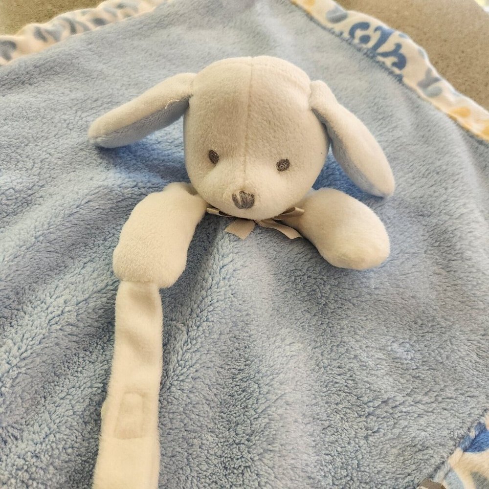 Blankets & Beyond Blue White Dog Puppy Blankie Lovey New - Picture 3 of 7